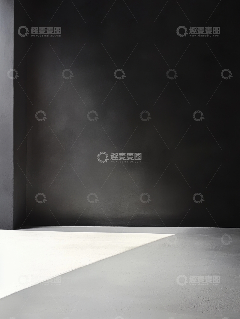 高清大图下载【趣麦麦图】简约黑墙与灰地的室内空间