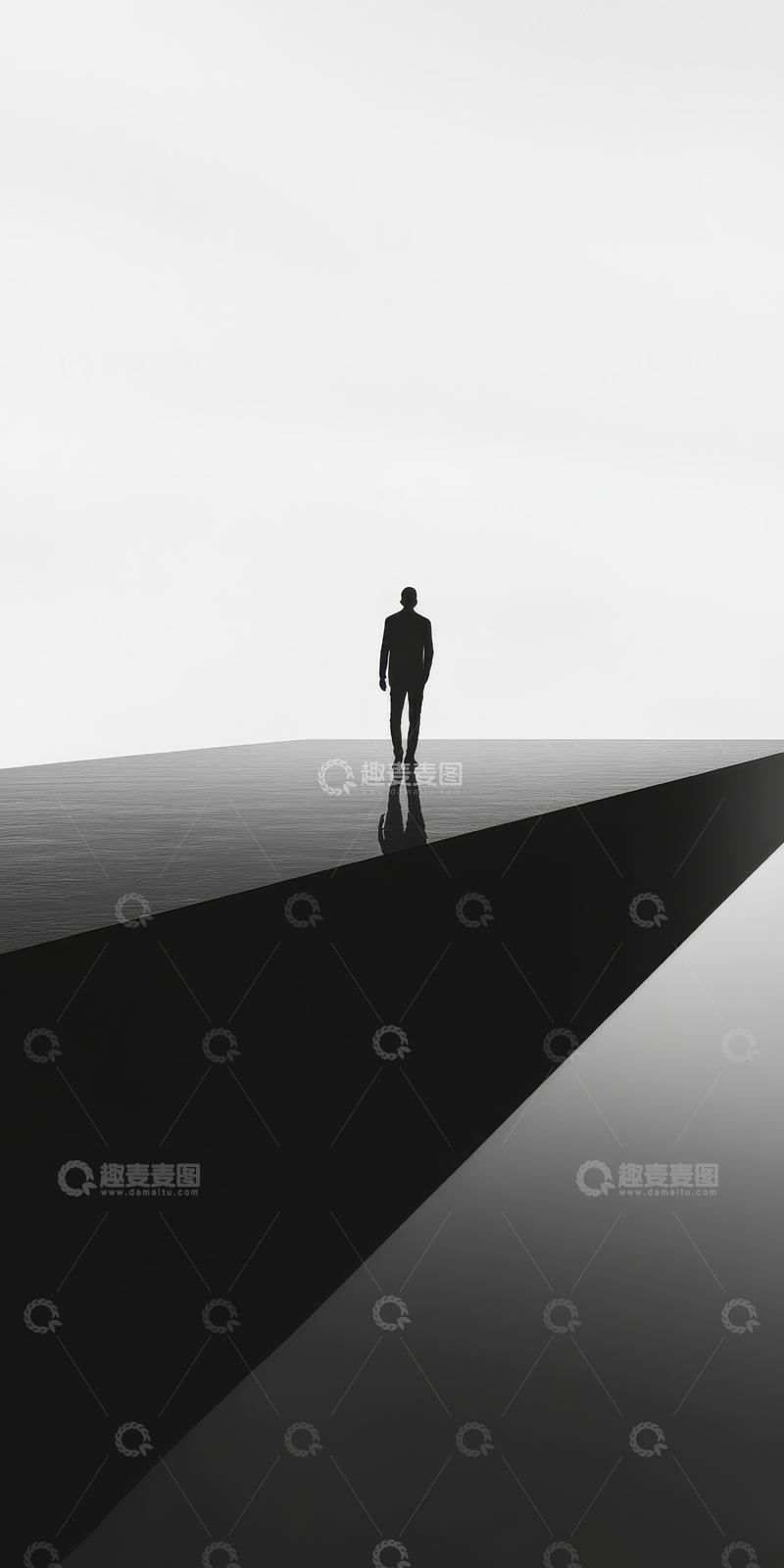 高清大图下载【趣麦麦图】孤独行者在几何空间中