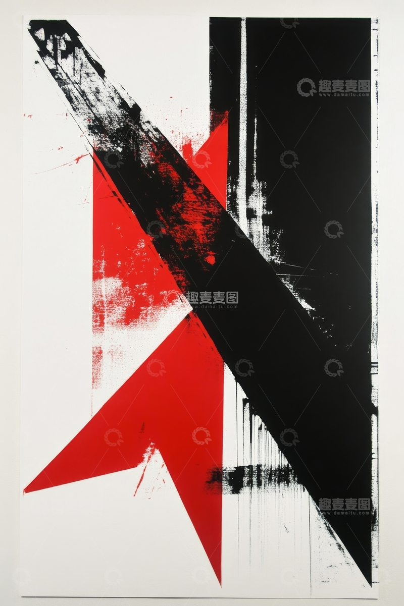 高清大图下载【趣麦麦图】红黑几何抽象艺术作品