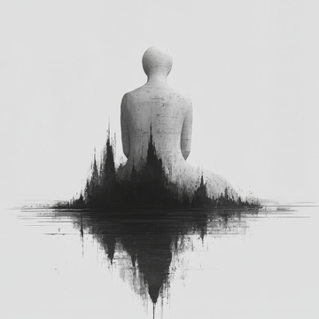 冥想者与森林的融合