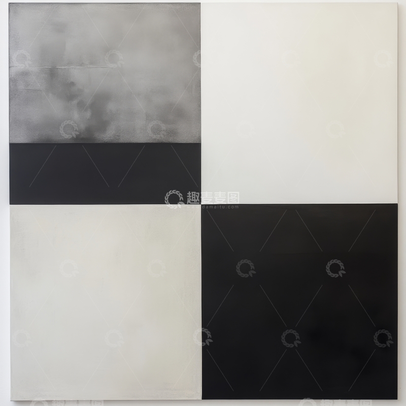 高清大图下载【趣麦麦图】黑白灰方块抽象艺术画