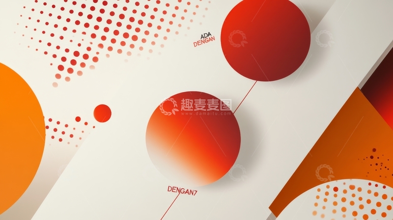 高清大图下载【趣麦麦图】红色渐变圆点与线条的抽象设计