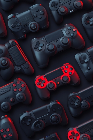 多款游戏手柄紧密排列