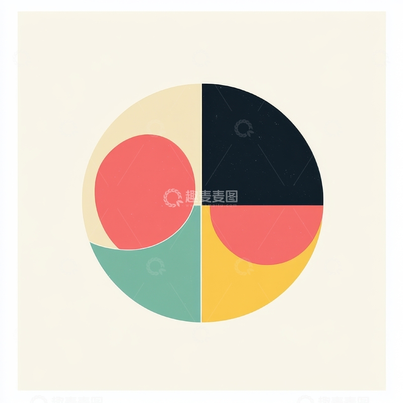高清大图下载【趣麦麦图】四色分割圆形艺术图案