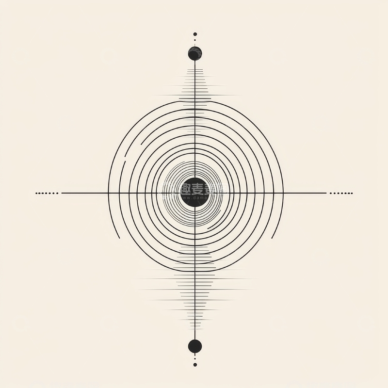 高清大图下载【趣麦麦图】同心圆与直线构成的几何图案