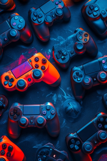 多彩游戏手柄的光影展示