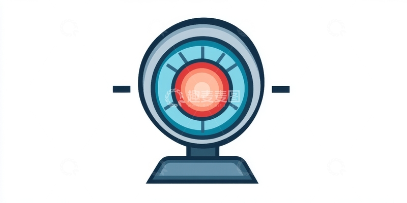 高清大图下载【趣麦麦图】圆形设备图标，带有红色中心和蓝色环