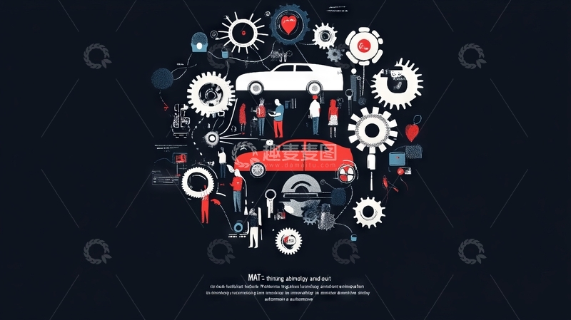 高清大图下载【趣麦麦图】汽车制造与维护的创意插画