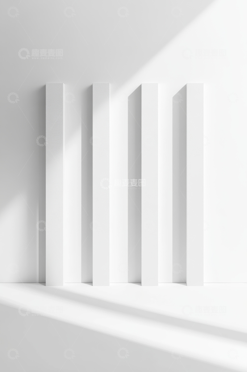 高清大图下载【趣麦麦图】白色空间中的光影与柱体