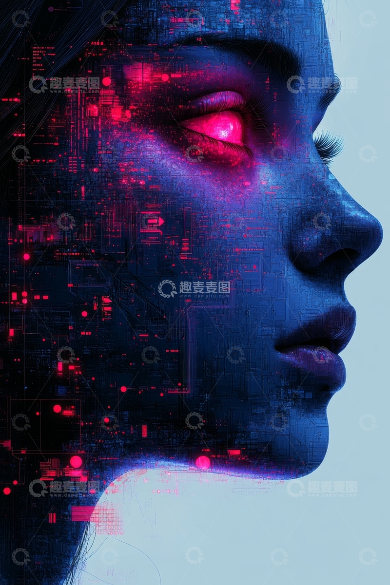 高清大图下载【趣麦麦图】未来科技女性侧脸