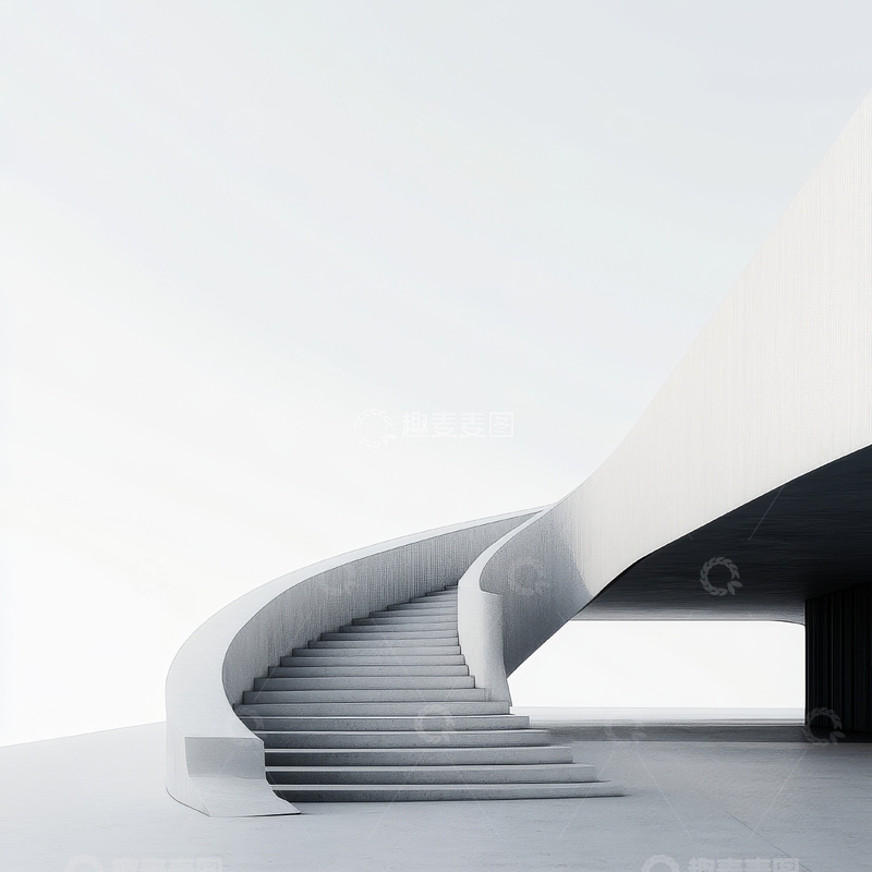 高清大图下载【趣麦麦图】现代建筑中的流线型楼梯设计