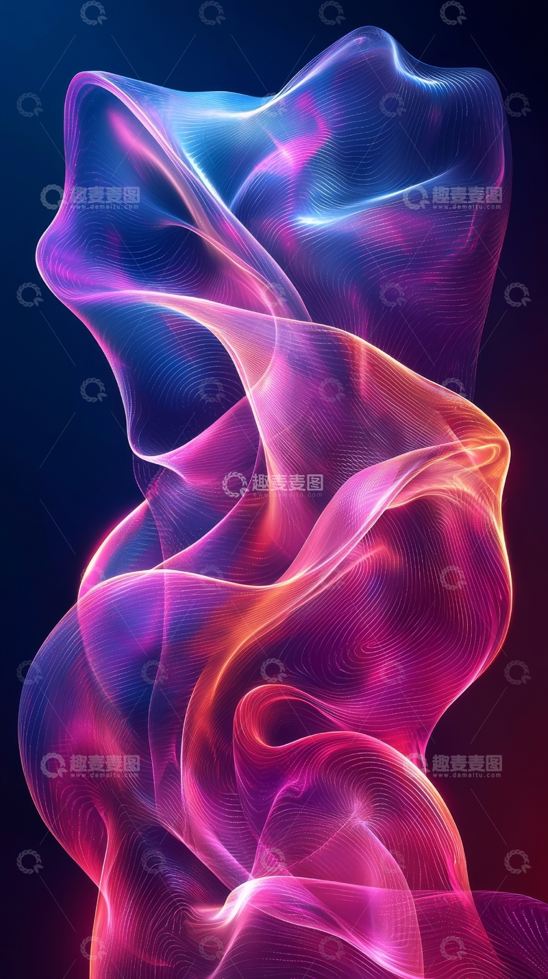 高清大图下载【趣麦麦图】流光溢彩的抽象烟雾形态