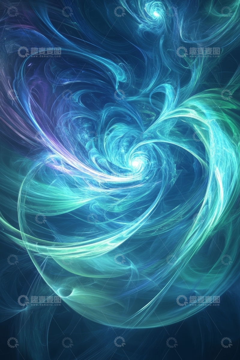 高清大图下载【趣麦麦图】蓝色与绿色交织的抽象漩涡图案