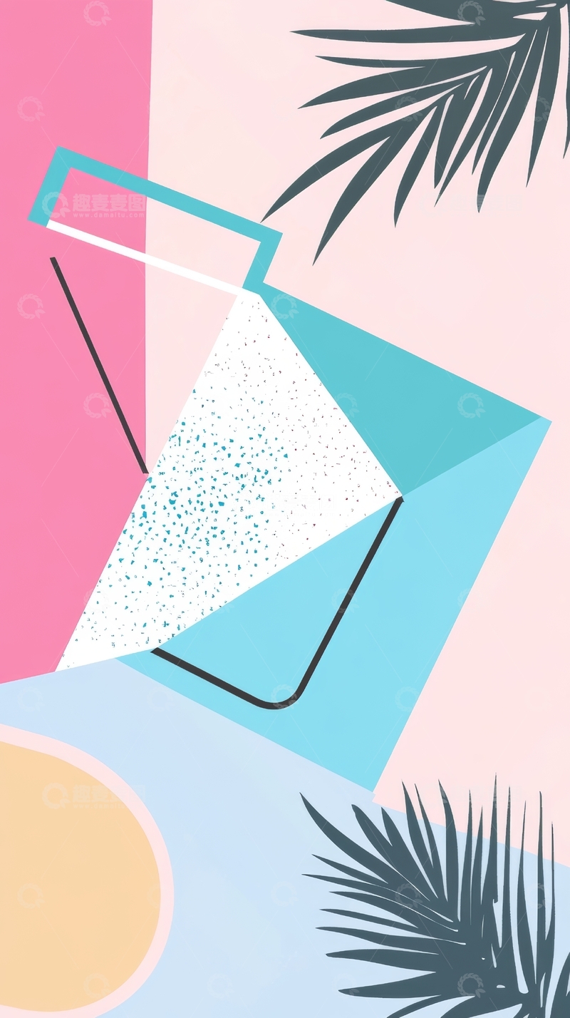高清大图下载【趣麦麦图】几何图形与热带植物的抽象艺术