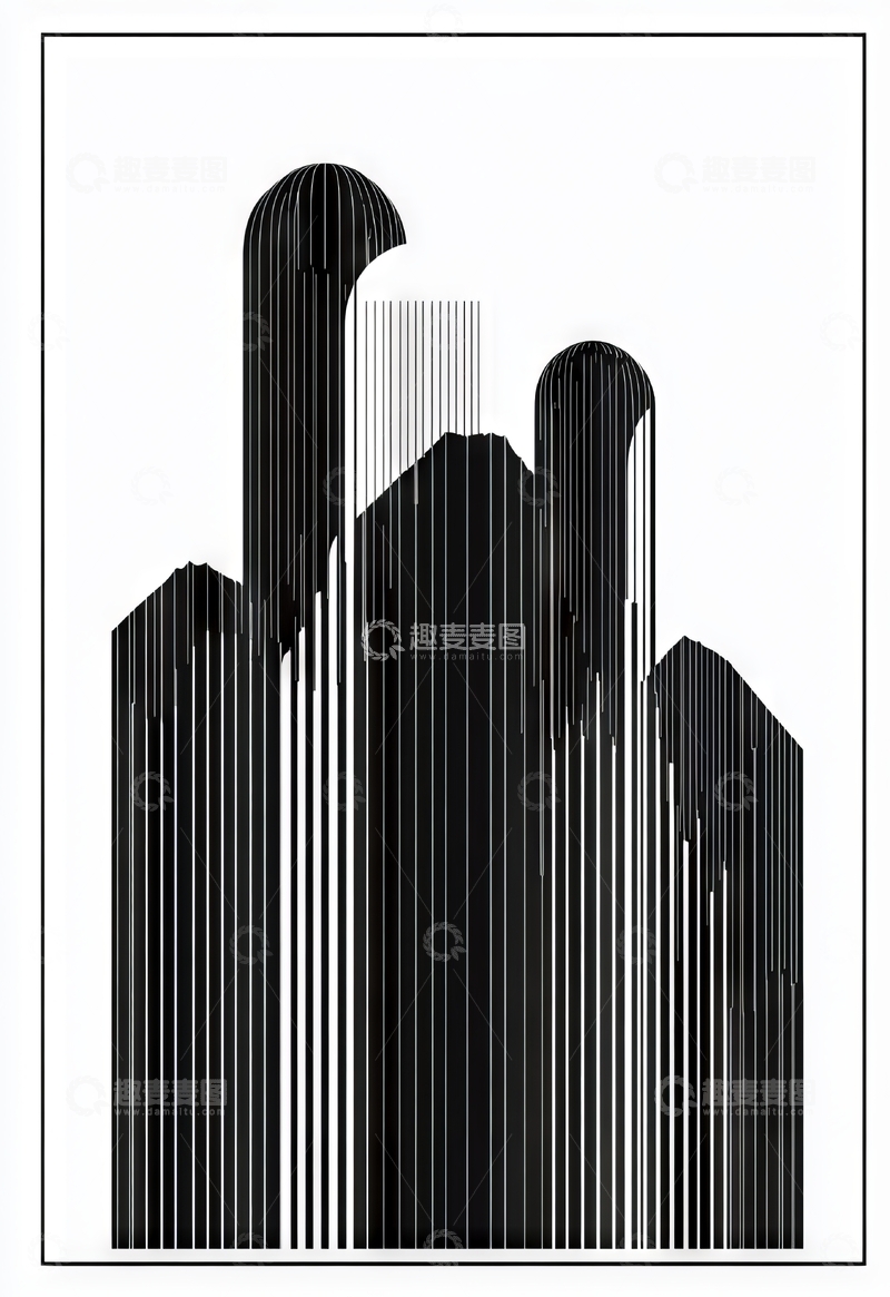 高清大图下载【趣麦麦图】线条构成的抽象城市轮廓