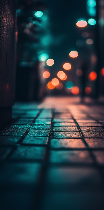 夜色中的石板小巷