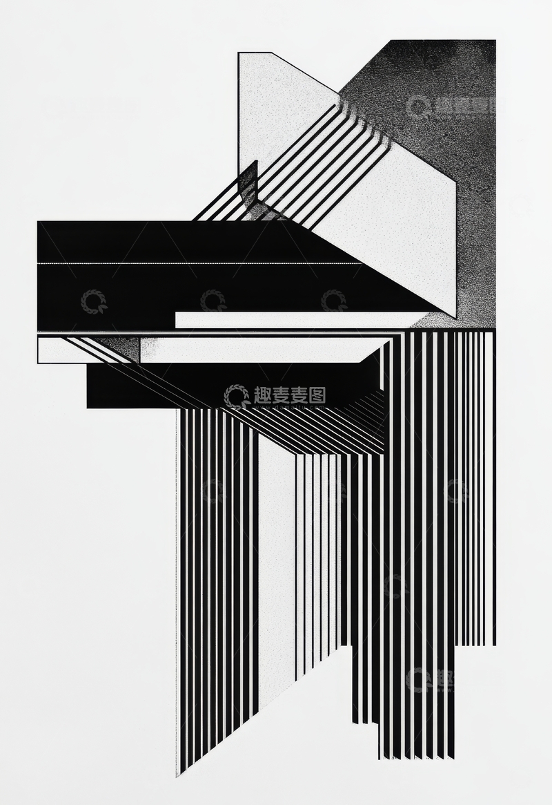 高清大图下载【趣麦麦图】黑白几何线条构成的抽象图形
