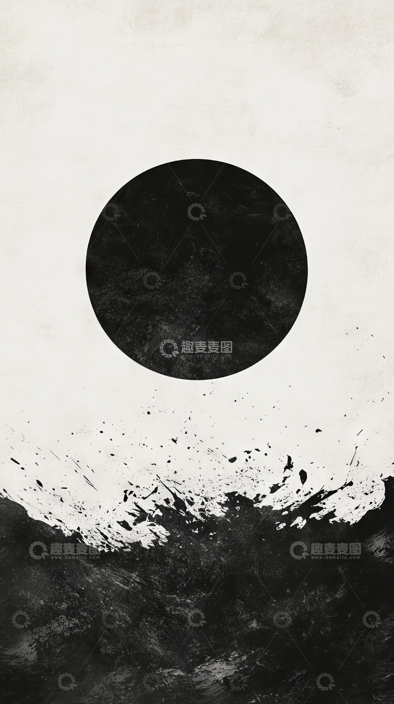 高清大图下载【趣麦麦图】黑月悬空，山峦起伏