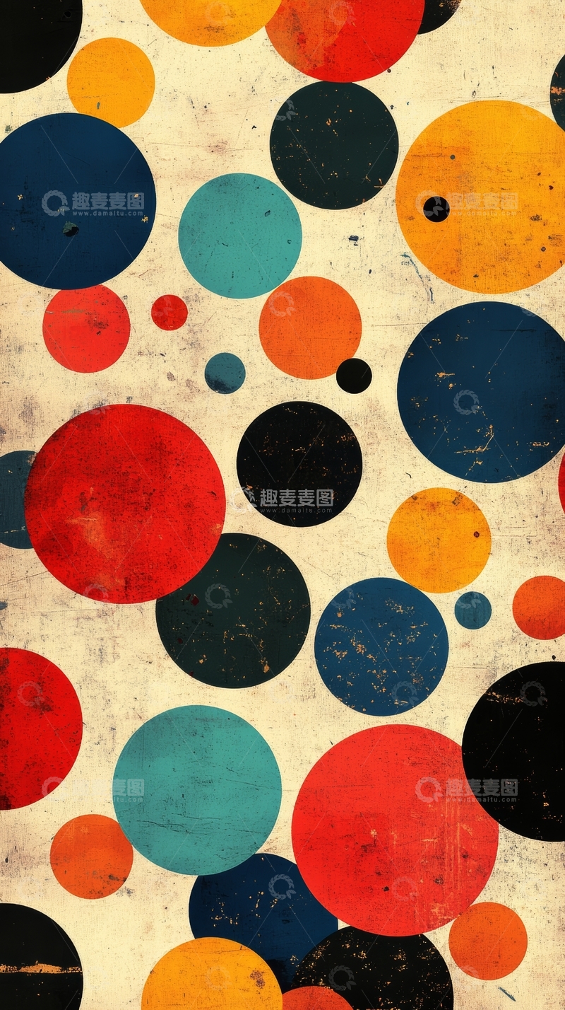 高清大图下载【趣麦麦图】多彩圆形图案的抽象艺术背景