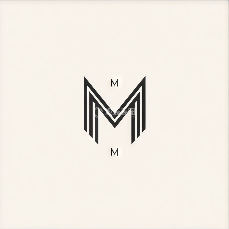 高清大图下载【趣麦麦图】简约线条构成的字母M标志设计