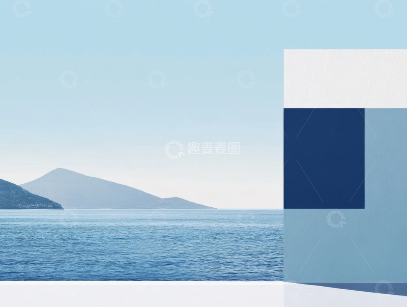 高清大图下载【趣麦麦图】海景与几何色块的现代构图