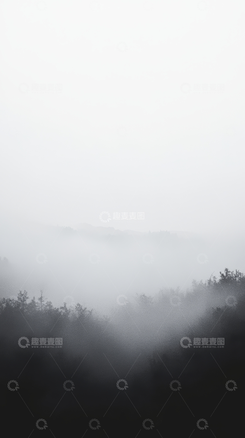 高清大图下载【趣麦麦图】雾中森林的朦胧景象