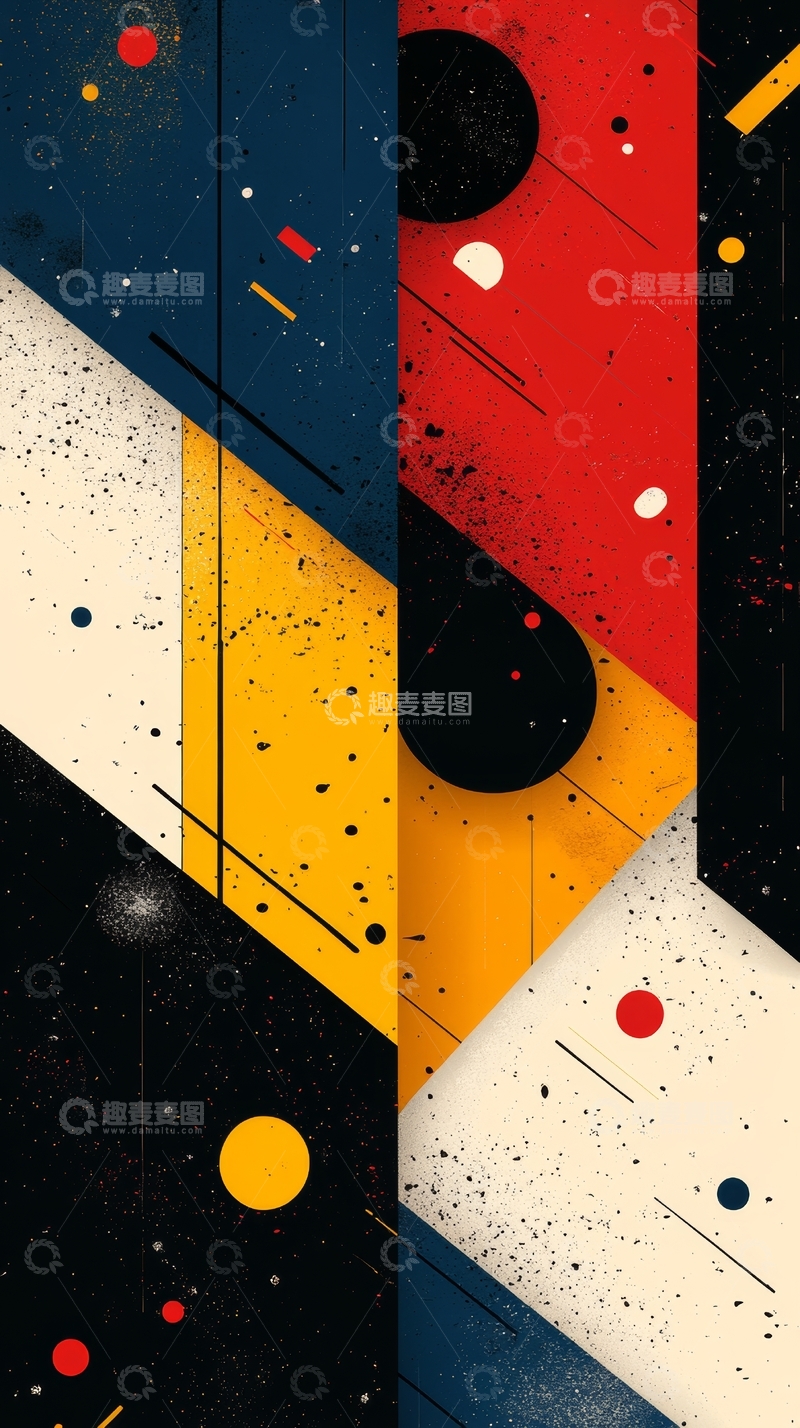 高清大图下载【趣麦麦图】几何色块与点线构成的抽象艺术