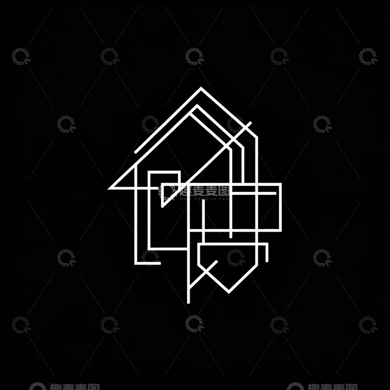 高清大图下载【趣麦麦图】简约线条构成的房屋图案
