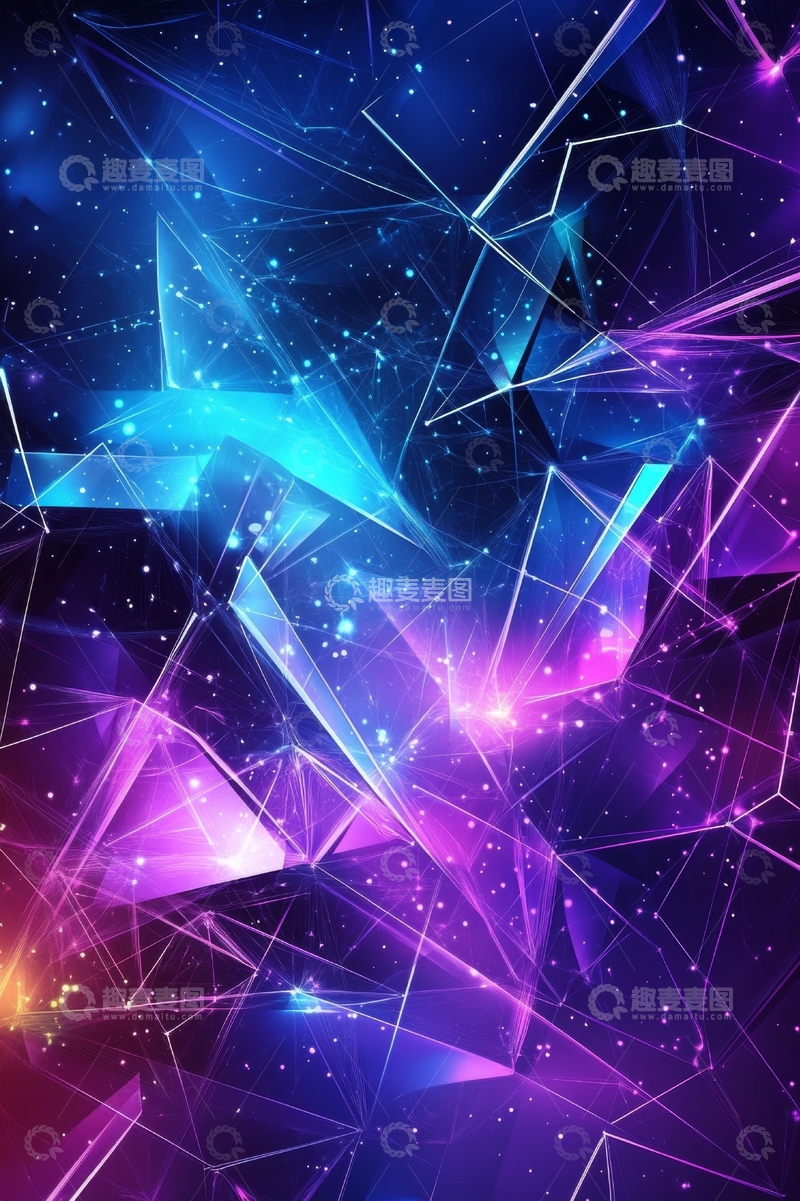高清大图下载【趣麦麦图】多彩几何星空背景
