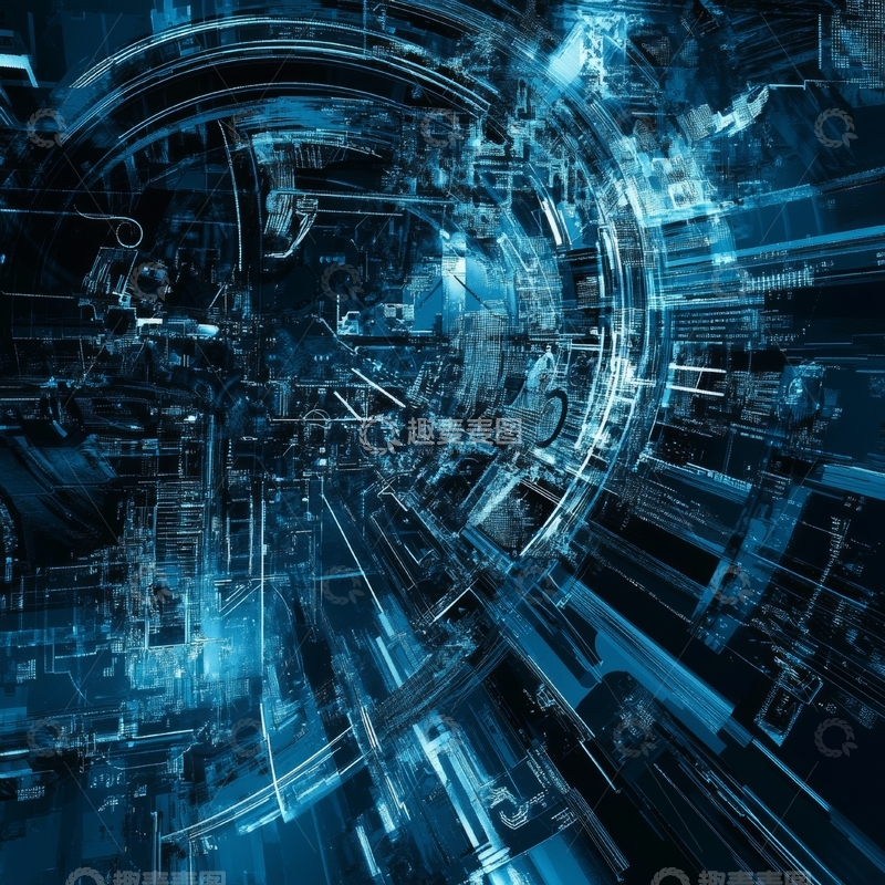 高清大图下载【趣麦麦图】蓝色科技隧道的未来感图像