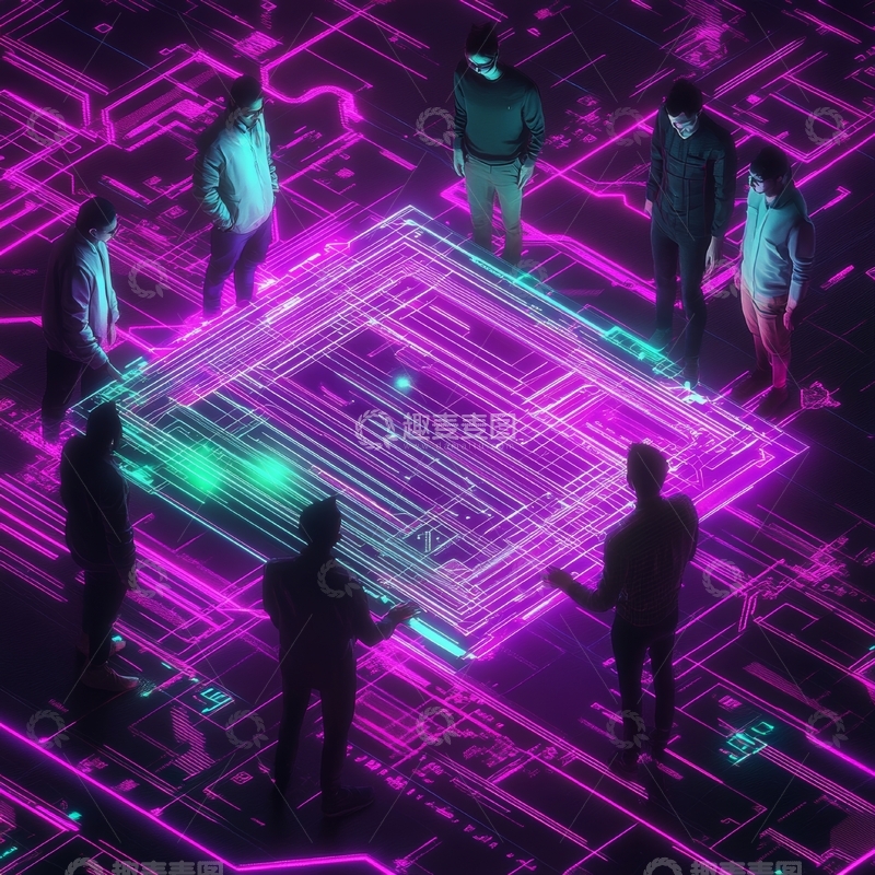 高清大图下载【趣麦麦图】未来科技场景中的人群互动