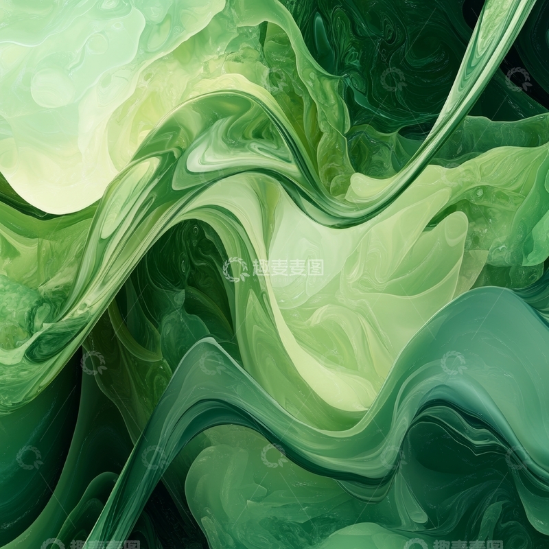 高清大图下载【趣麦麦图】绿色抽象流动艺术