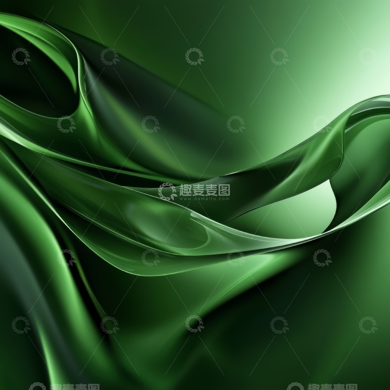 高清大图下载【趣麦麦图】绿色丝绸的流动质感