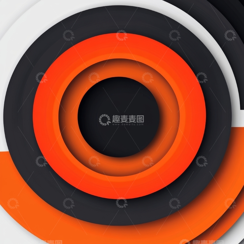 高清大图下载【趣麦麦图】橙黑相间同心圆抽象图案