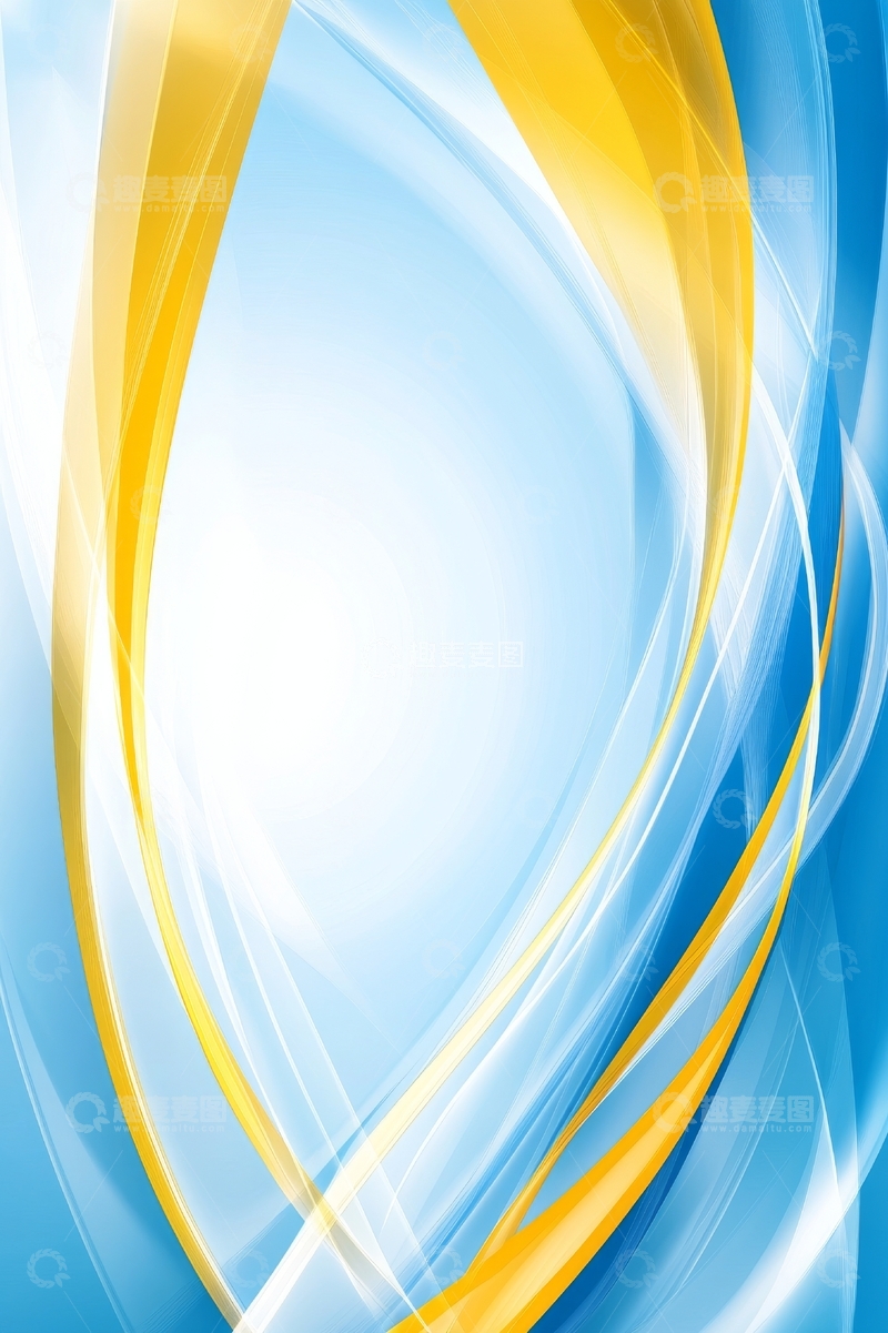 高清大图下载【趣麦麦图】蓝黄交织的抽象流线背景