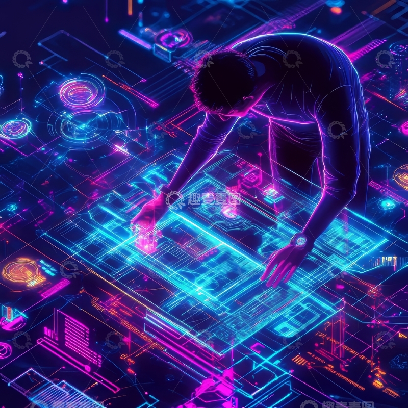 高清大图下载【趣麦麦图】未来科技场景中的人体互动