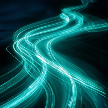 流动的光带，蓝色光影交织