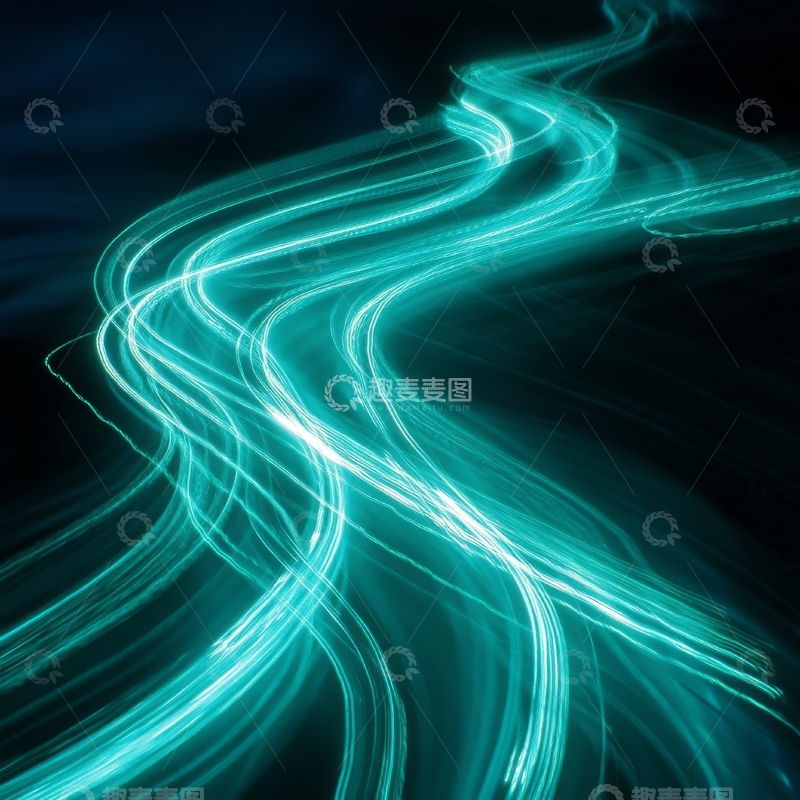 高清大图下载【趣麦麦图】流动的光带，蓝色光影交织