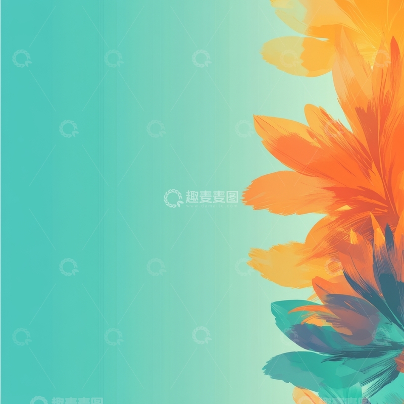 高清大图下载【趣麦麦图】渐变背景上的彩色羽毛装饰