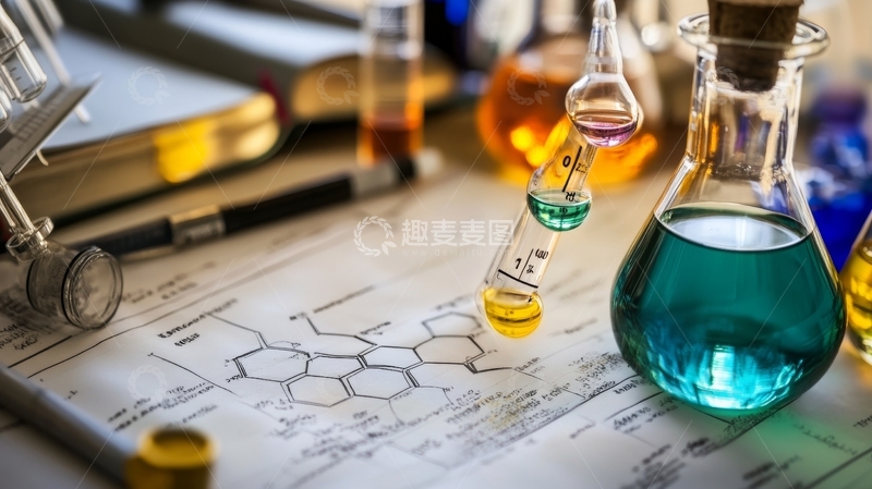 高清大图下载【趣麦麦图】实验室中的化学实验与分子结构图