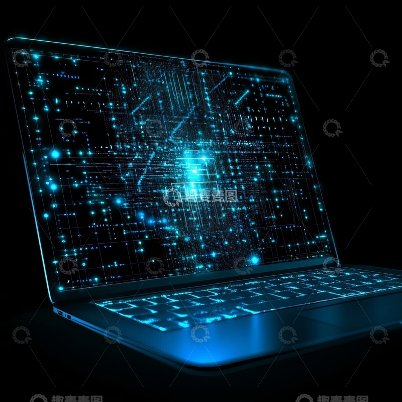 高清大图下载【趣麦麦图】笔记本电脑显示蓝色电路网络