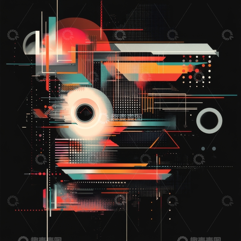 高清大图下载【趣麦麦图】抽象几何图形与色彩碰撞