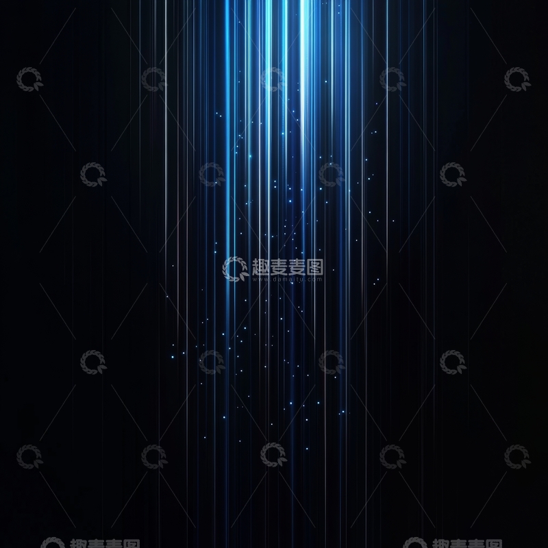 高清大图下载【趣麦麦图】蓝色光束在黑暗背景中垂直延伸