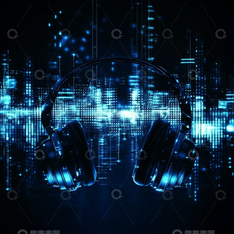 高清大图下载【趣麦麦图】耳机与数字音乐背景