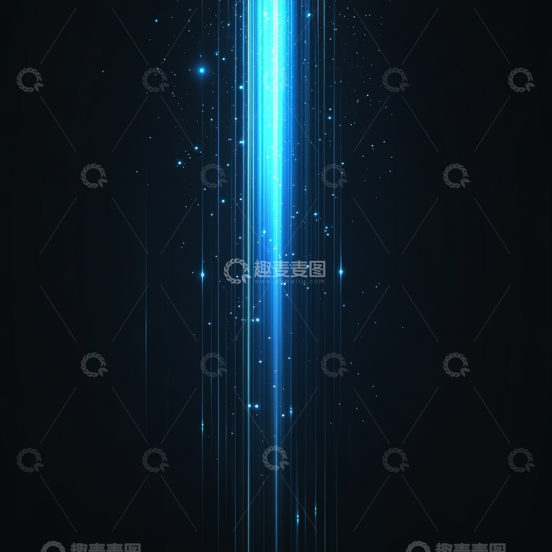 高清大图下载【趣麦麦图】蓝色光束在黑暗背景中闪烁