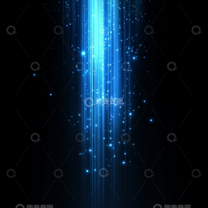 高清大图下载【趣麦麦图】蓝色光束在黑暗中的闪耀效果