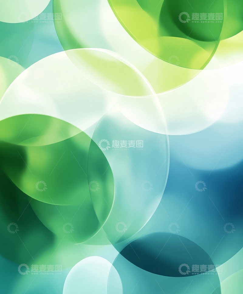 高清大图下载【趣麦麦图】绿色与蓝色交织的抽象圆形图案