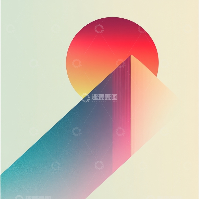 高清大图下载【趣麦麦图】几何山峰与渐变日落