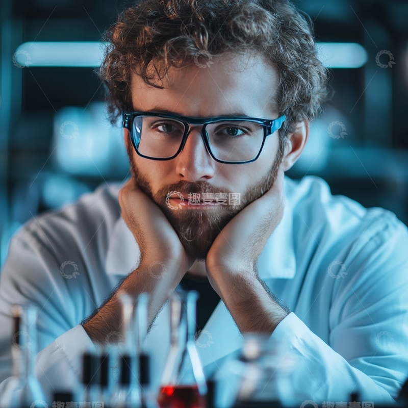 高清大图下载【趣麦麦图】实验室中的沉思科学家