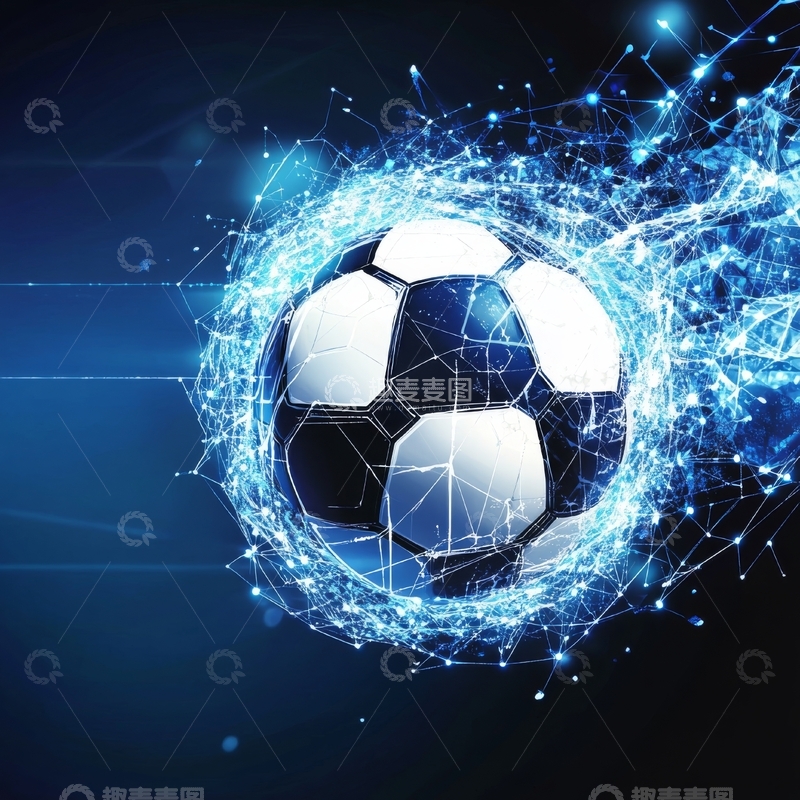 高清大图下载【趣麦麦图】足球环绕蓝色光效